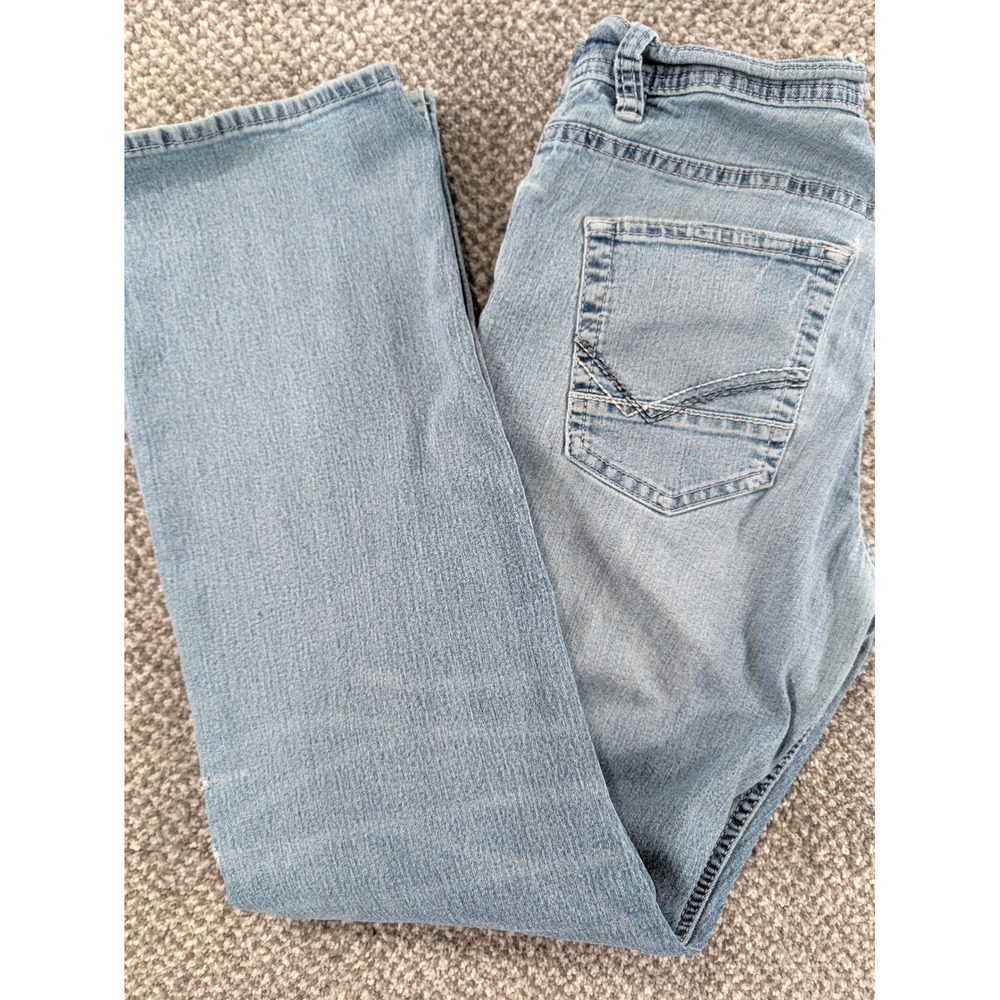 Reclaim Relaxed Fit Light Wash Denim Jeans Mens 32x30 Blue Stretch
